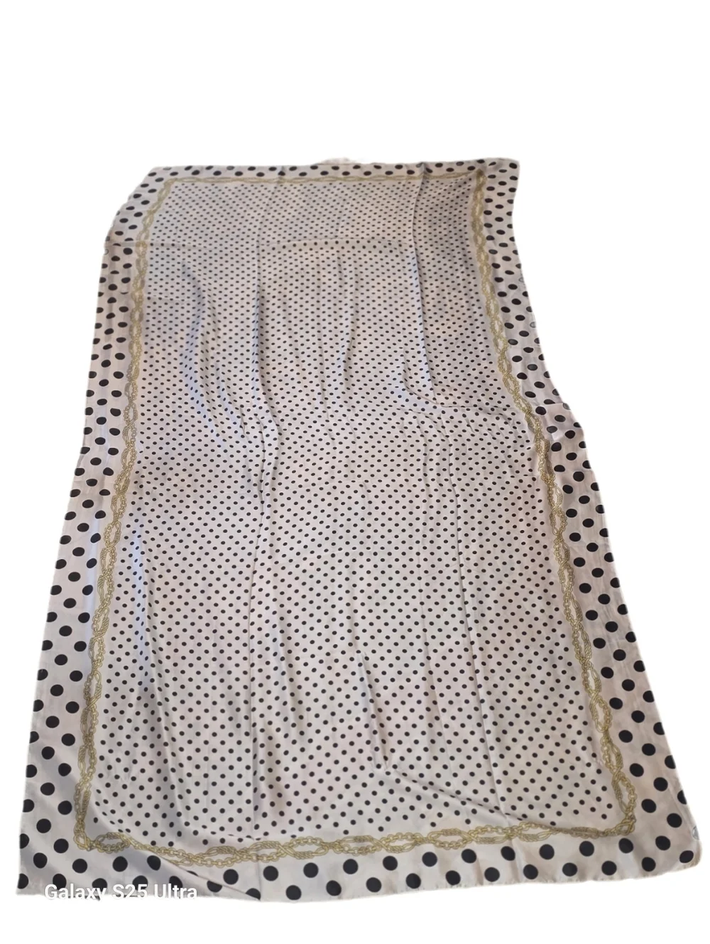 Silk Polka Dot Wrap Scarf - Cream Black 76